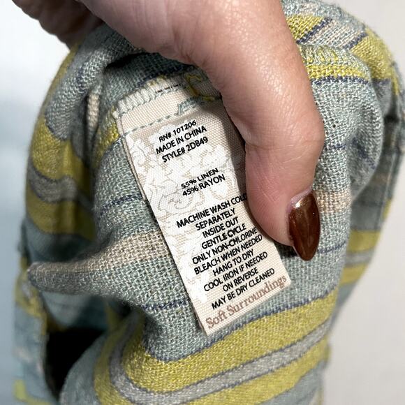 Soft Surroundings Linen Women's Striped Palazzo Pants - Size 14‎ - Picture 7 of 10